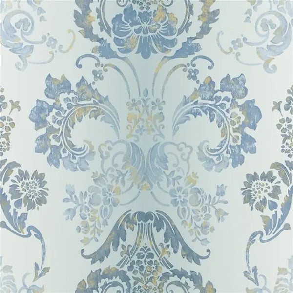 Kashgar Damask 07 Zinc Wallpaper | Designers Guild Europe
