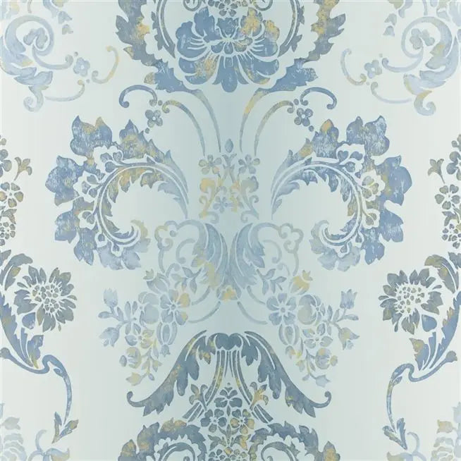 Kashgar Damask 07 Zinc Wallpaper | Designers Guild Europe