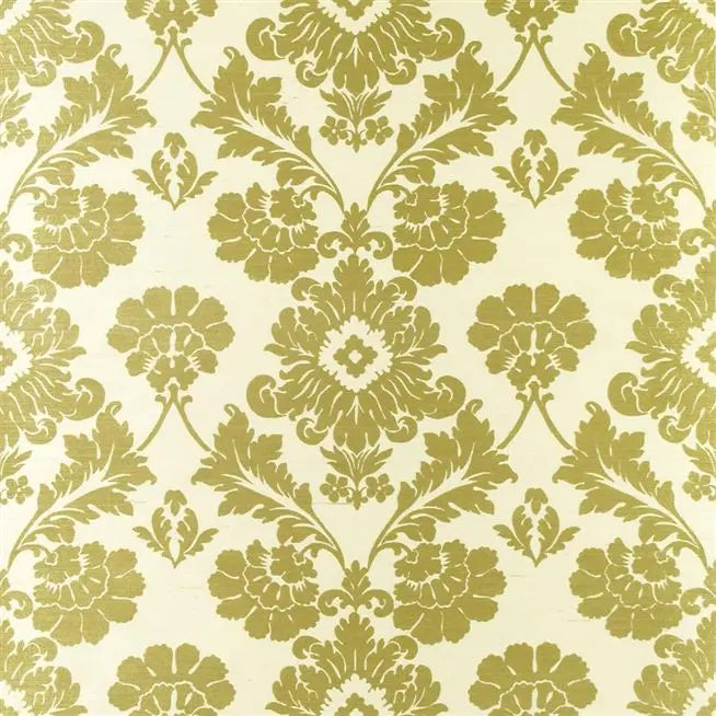 Clandon Damask Grasscloth 4 Gold Ivory Wallpaper | Designers Guild Europe