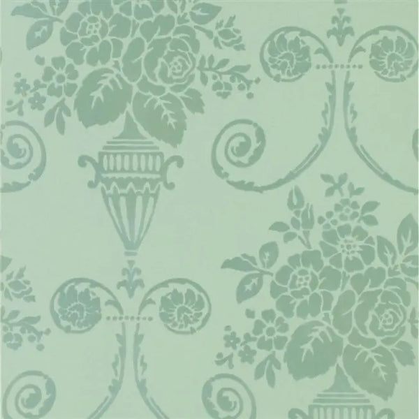 Taillandier Flock Velvet 8 Duck Egg Wallpaper | Designers Guild Europe