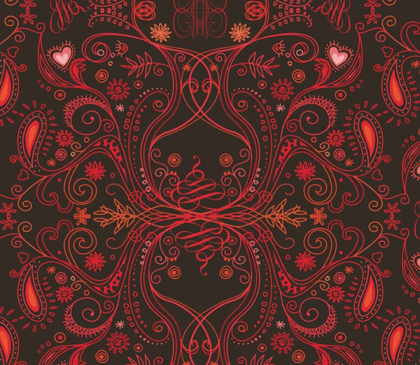 Sir Alexander Newtons Damask Royale 18 - Red and Black - Pattern - Designer Wallcoverings and Fabrics