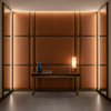 Smooth Leather Grain Sienna Brown Upholstered Wall Panel | Architectural Fabrics