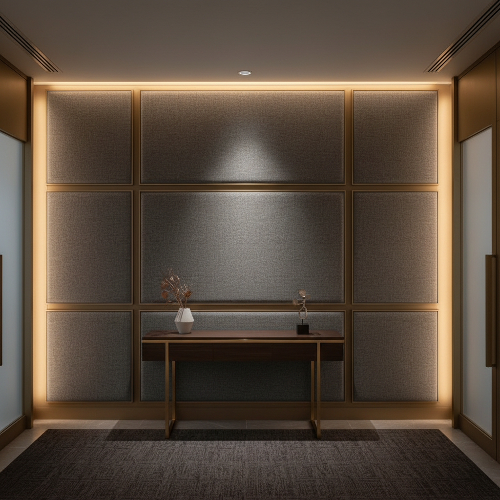 Aire Pebbled - Ironwood Breathable Polyurethane Upholstered Wall Panel | Architectural Fabrics