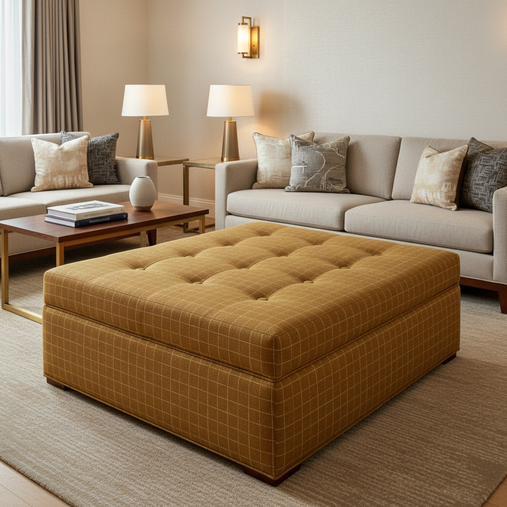 West End - Ginger Upholstered Ottoman | Architectural Fabrics