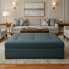 Smooth Pebble Grain Deep Teal Upholstered Ottoman | Architectural Fabrics