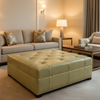 Embossed Reptile Skin Pale Olive Upholstered Ottoman | Architectural Fabrics