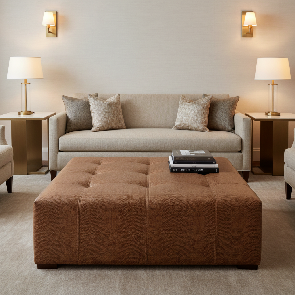 Snake Cay - Rust Upholstered Ottoman | Architectural Fabrics