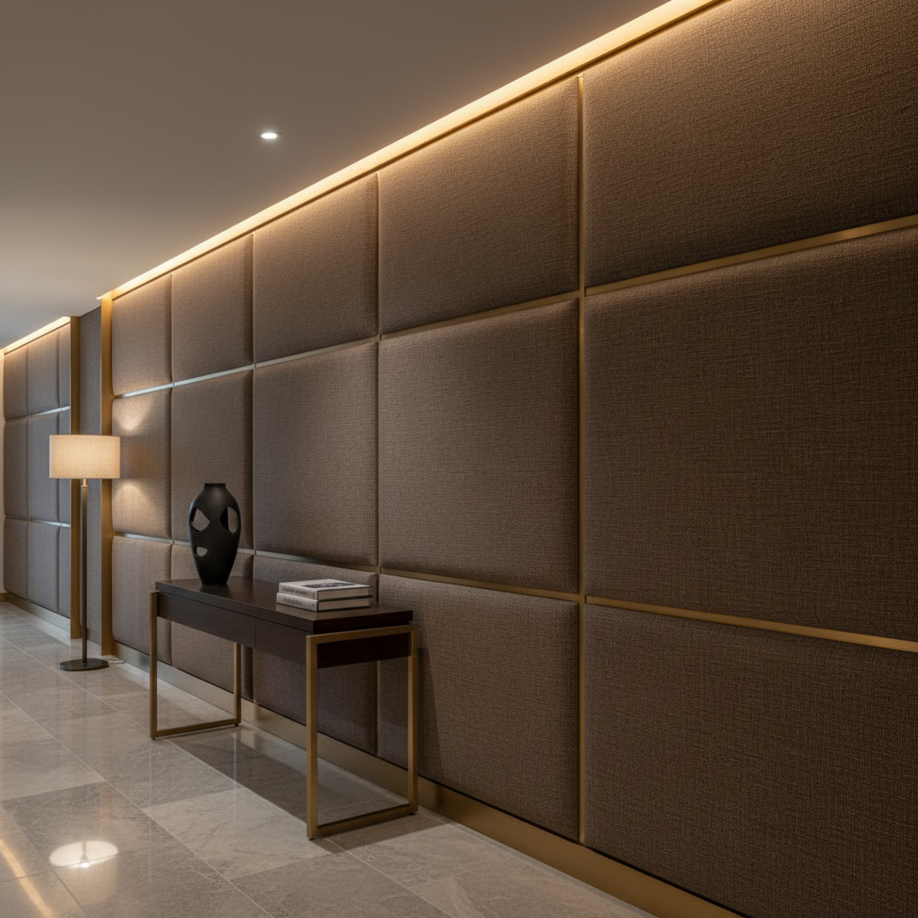 Woven Tweed Texture Cocoa Bean Upholstered Wall Panel | Architectural Fabrics