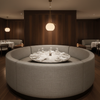Woven Linen Texture Soft Silver Upholstered Banquette | Architectural Fabrics