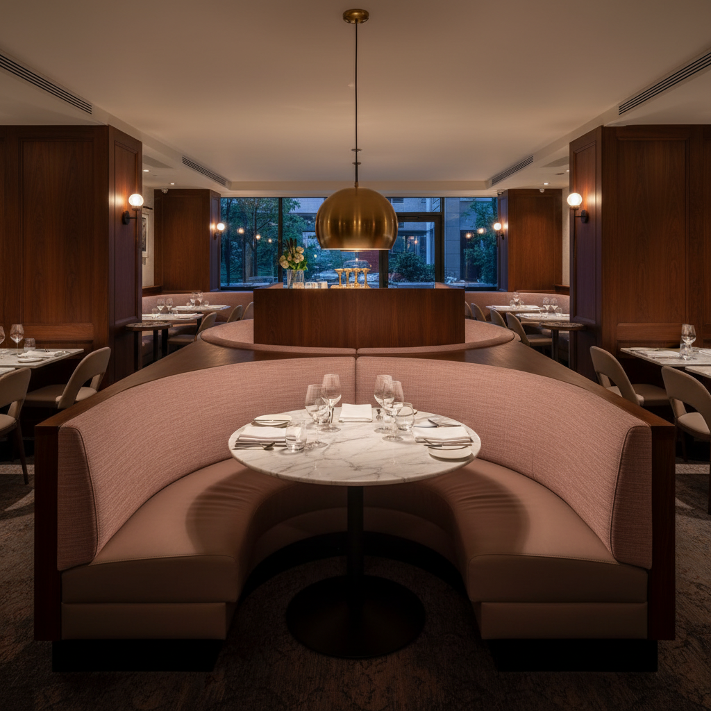 Turneffe - Blush Upholstered Banquette | Architectural Fabrics