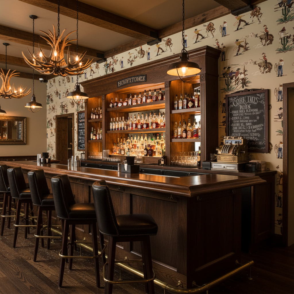 The Original Yeeha 1950's Cowboy Retro | Architectural Wallcoverings - Western Bar Room Setting