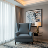 Smooth Solid Texture Slate Blue Upholstered Chair | Architectural Fabrics