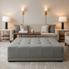 Smooth Concrete Texture Soft Gray Upholstered Ottoman | Architectural Fabrics