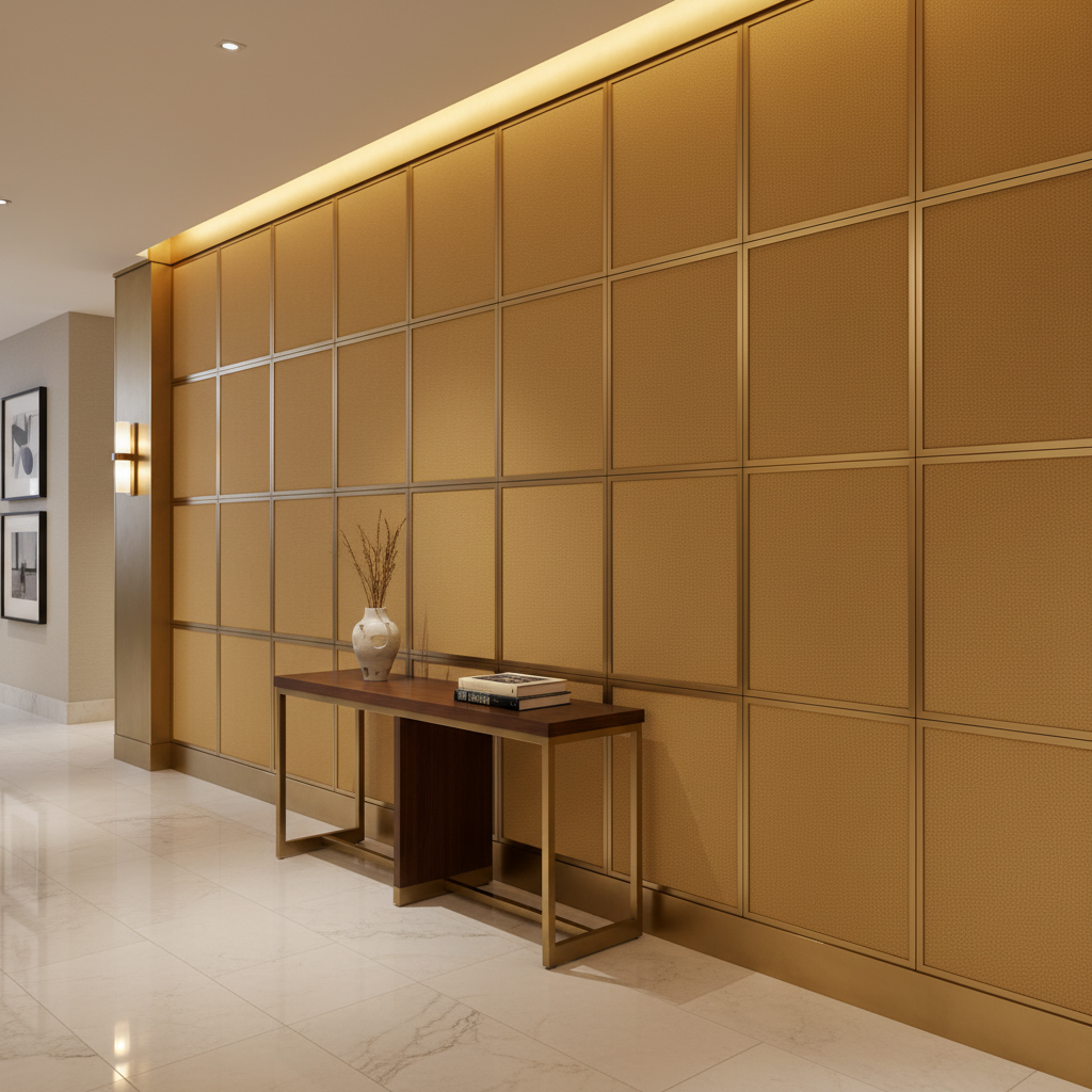 Smooth Pebble Grain Golden Butter Upholstered Wall Panel | Architectural Fabrics