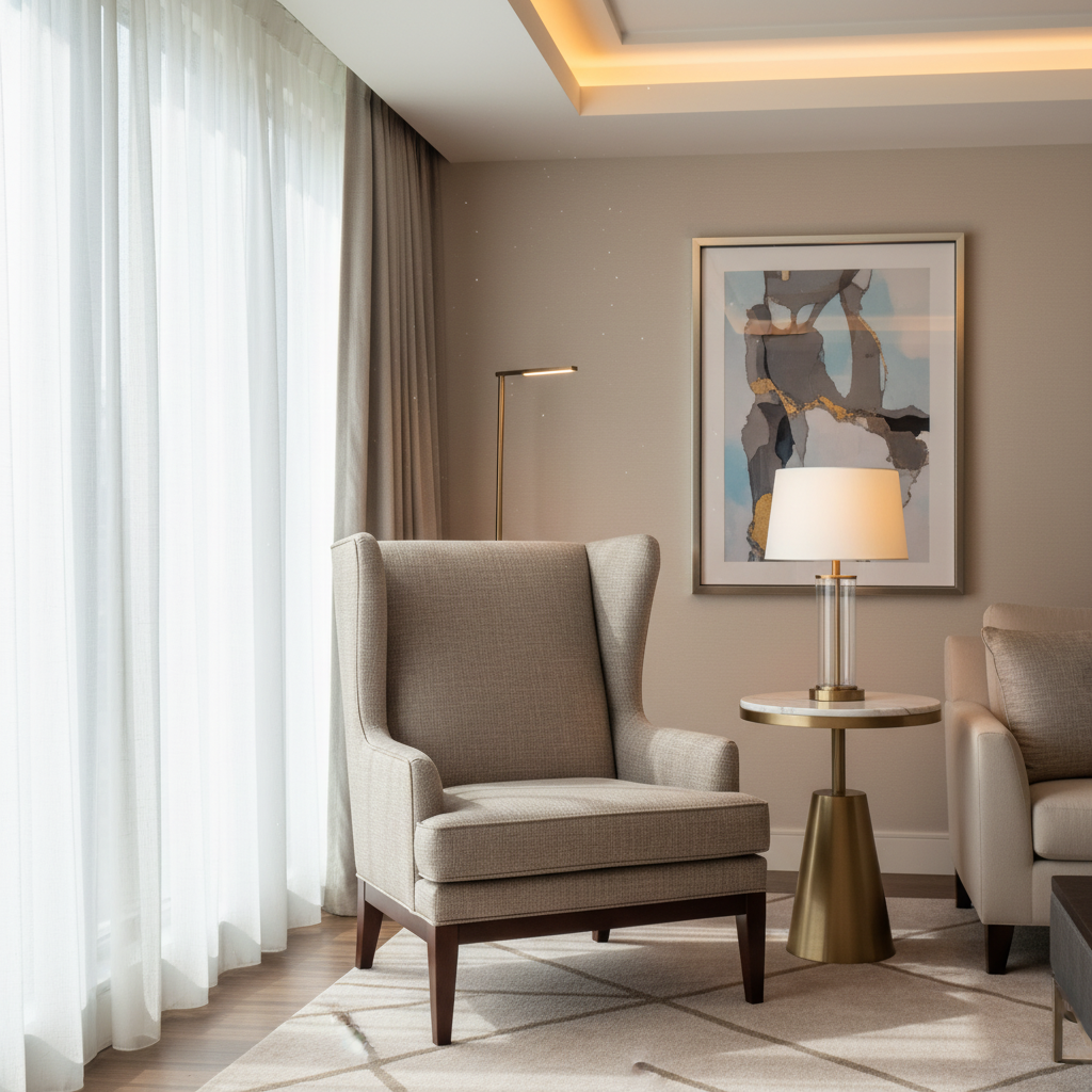 Subtle Woven Texture Soft Taupe Upholstered Chair | Architectural Fabrics