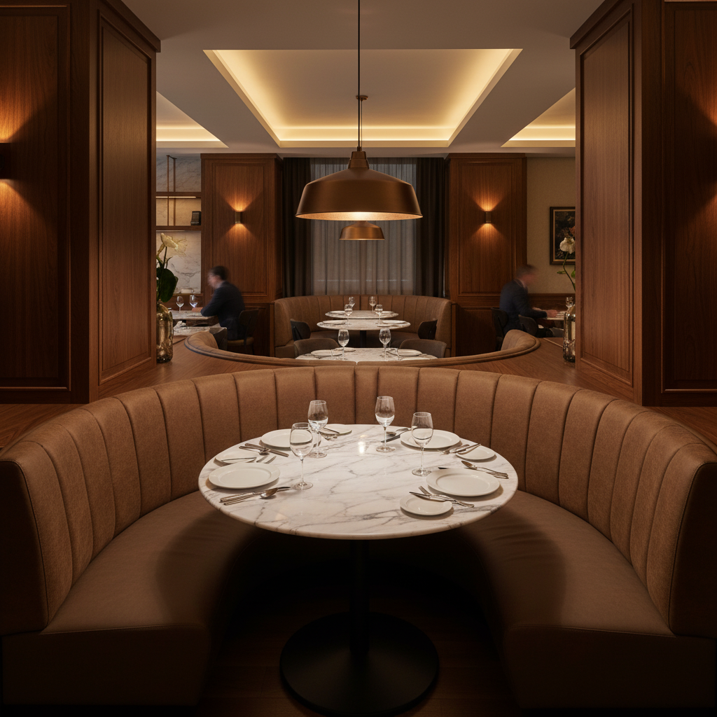 Savannah Bay - Chocolate Upholstered Banquette | Architectural Fabrics