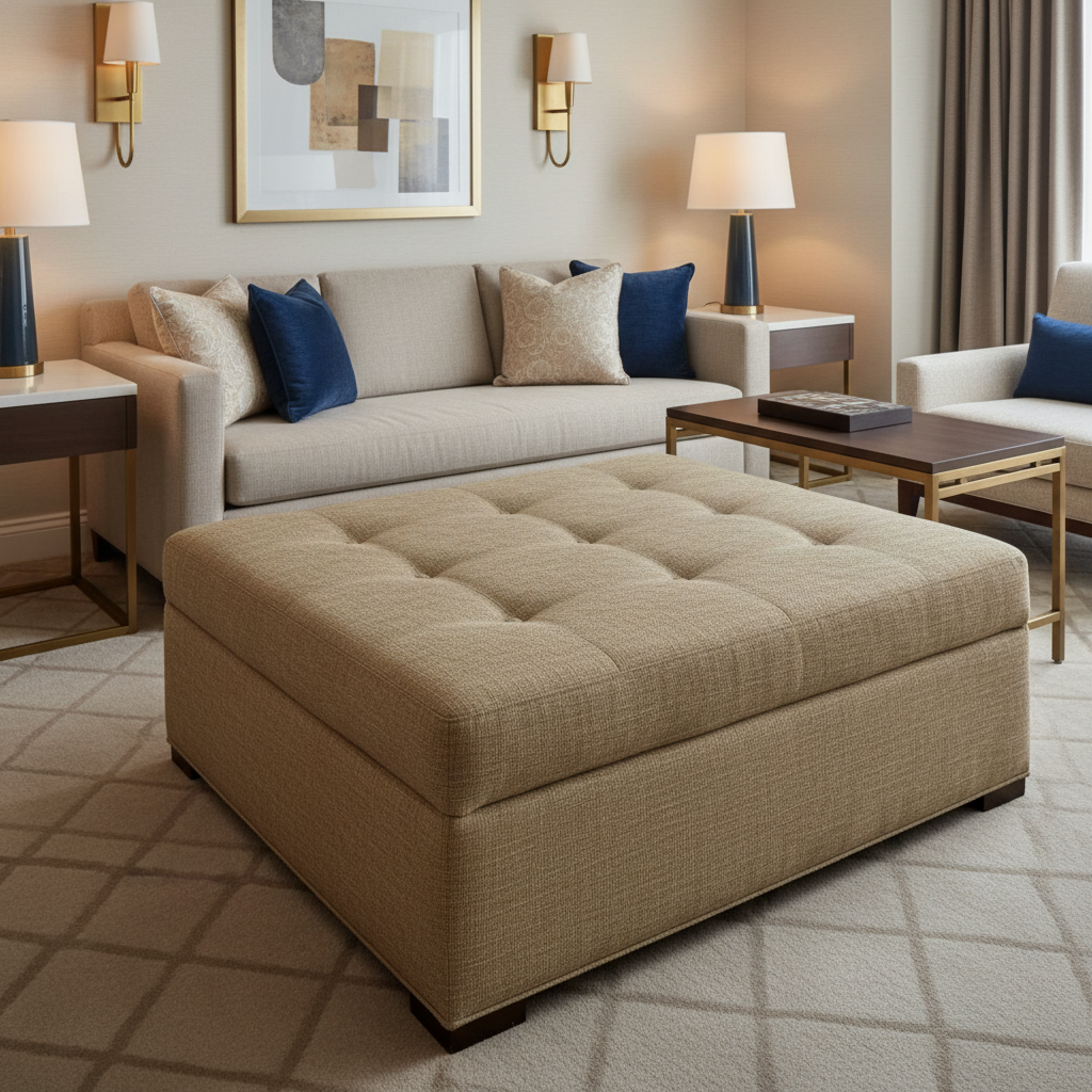 Tortola - Bark Upholstered Ottoman | Architectural Fabrics