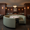 Fine Woven Texture Soft Sage Upholstered Banquette | Architectural Fabrics