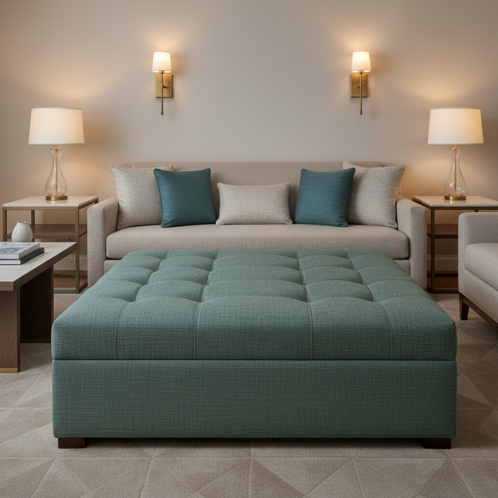 St. Eustatius - Sea Green Upholstered Ottoman | Architectural Fabrics