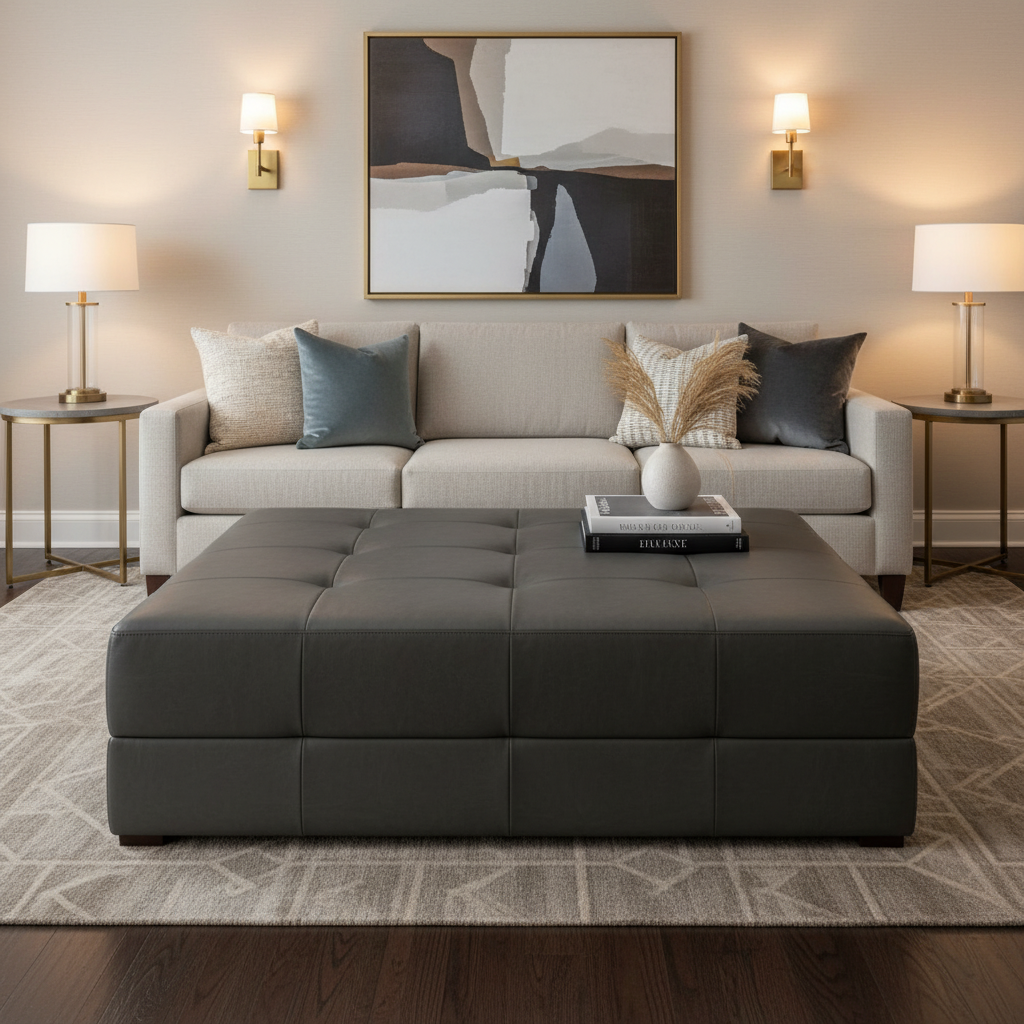Nassau - Pitch Upholstered Ottoman | Architectural Fabrics