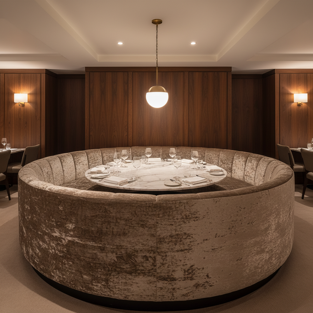 Crushed Velvet Texture Mushroom Taupe Upholstered Banquette | Architectural Fabrics