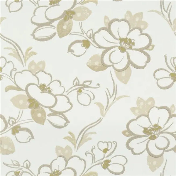 Lotus Small Scale Flower 01 oyster Wallpaper | Designers Guild Europe