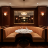 Fine Pebble Grain Golden Apricot Upholstered Banquette | Architectural Fabrics
