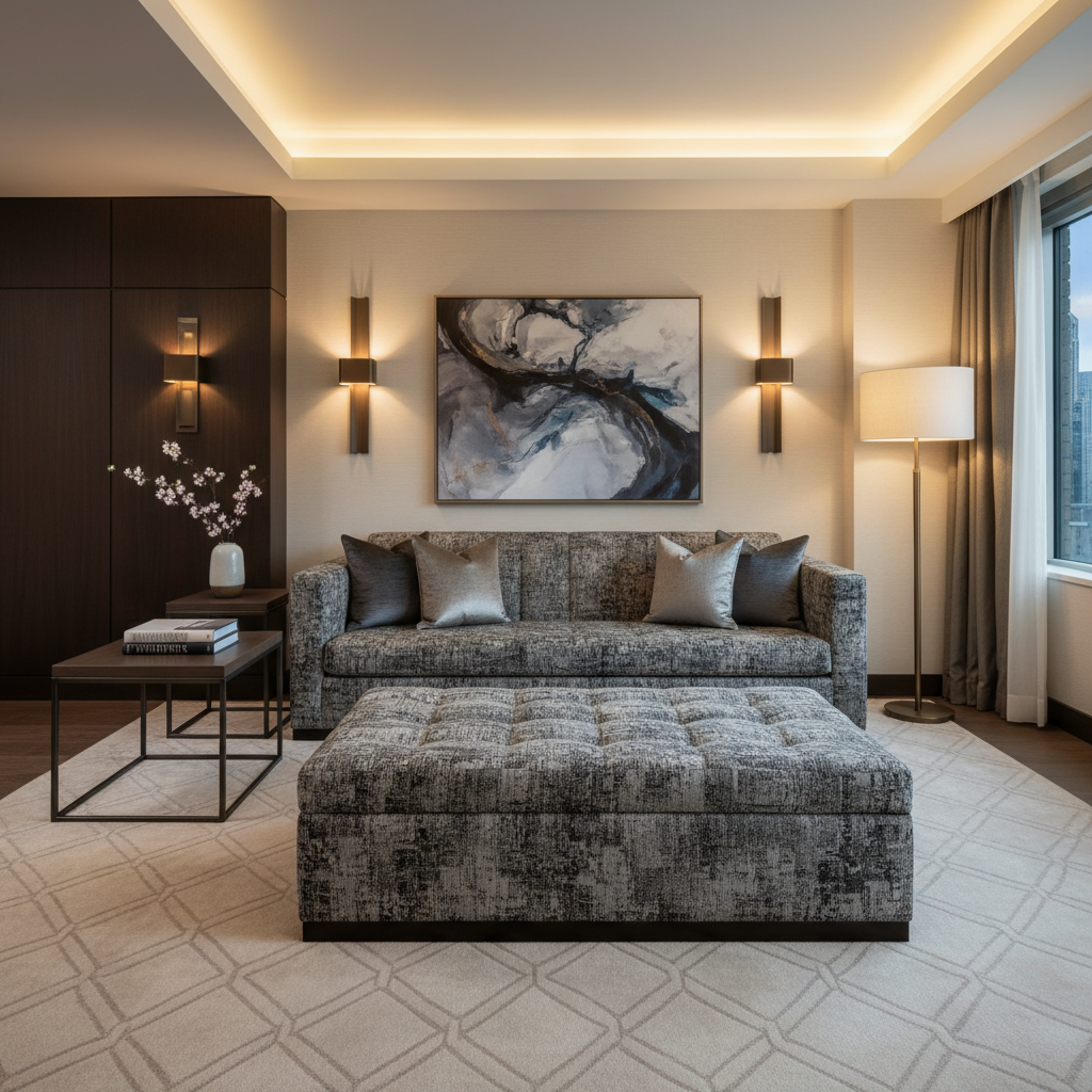 Dale City Sacred Upholstered Ottoman | Architectural Fabrics