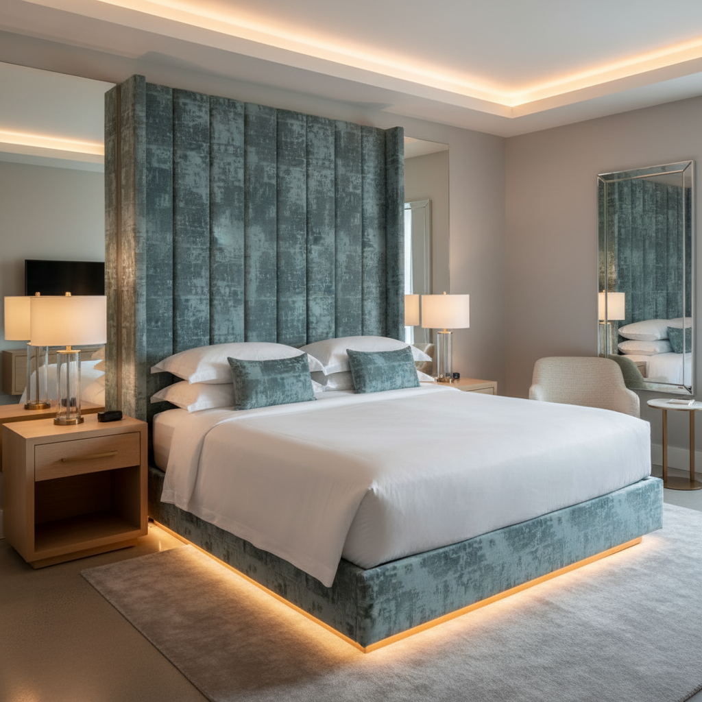 Turf Bay - Aqua Upholstered Headboard | Architectural Fabrics