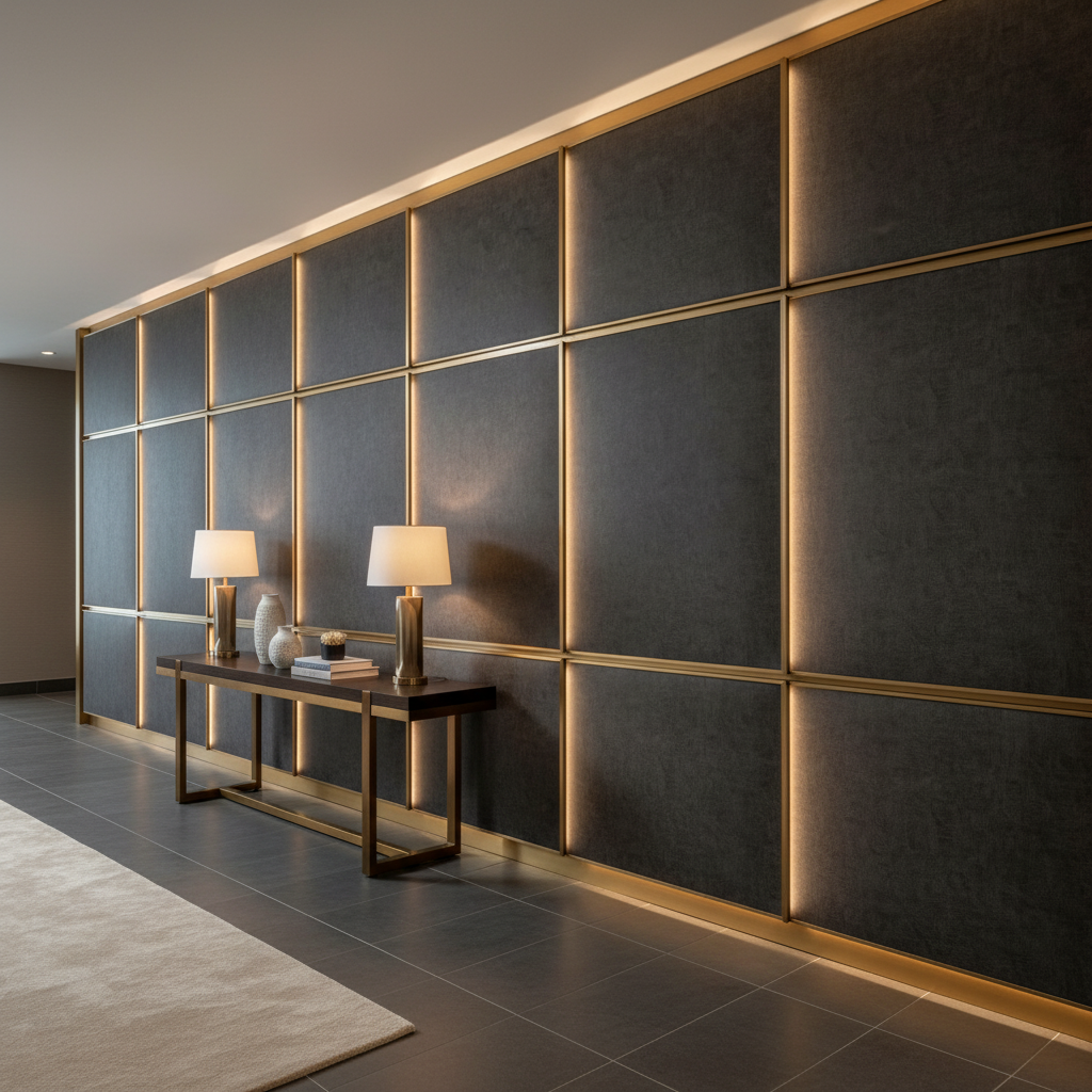 Kralendijk - Midnight Upholstered Wall Panel | Architectural Fabrics