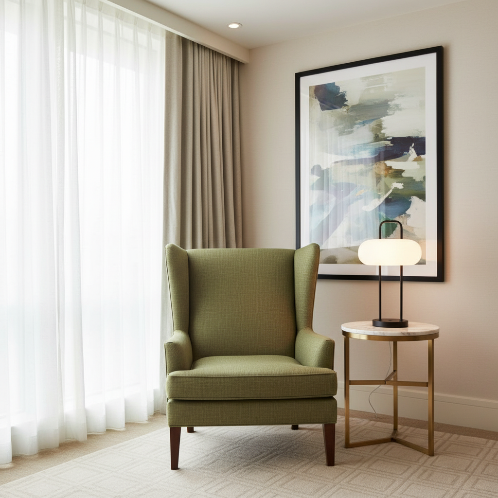 Woven Linen Texture Olive Drab Upholstered Chair | Architectural Fabrics
