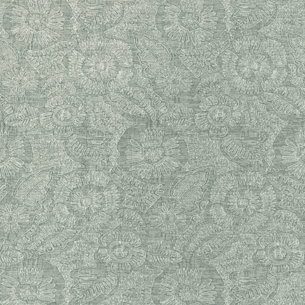 Chenille Bloom, Seafoam Green Wallcoverings | Kravet