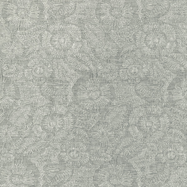 Chenille Bloom, Gray Wallcoverings | Kravet