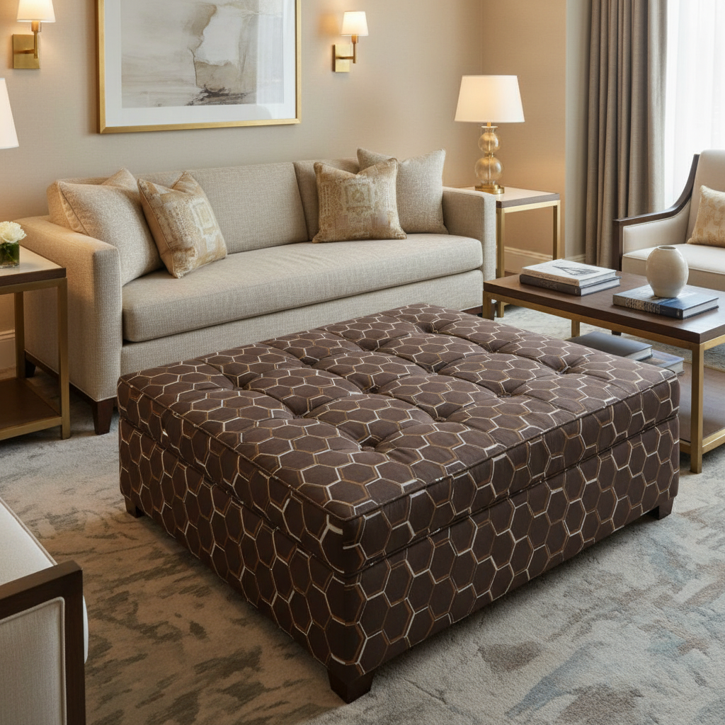 Pelican Cay - Chocolate Upholstered Ottoman | Architectural Fabrics
