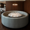 Embossed Reptile Scale Soft Gray Upholstered Banquette | Architectural Fabrics