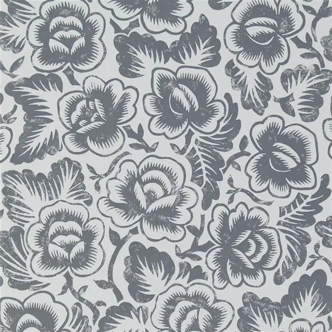 Rosario Floral 04 Graphite Wallpaper | Designers Guild Europe