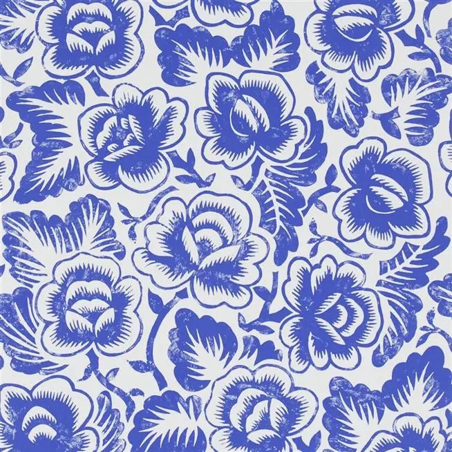 Rosario Floral 07 Cobalt Wallpaper | Designers Guild Europe