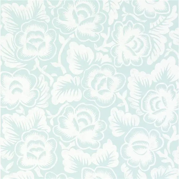Rosario Floral 10 Aqua Wallpaper | Designers Guild Europe