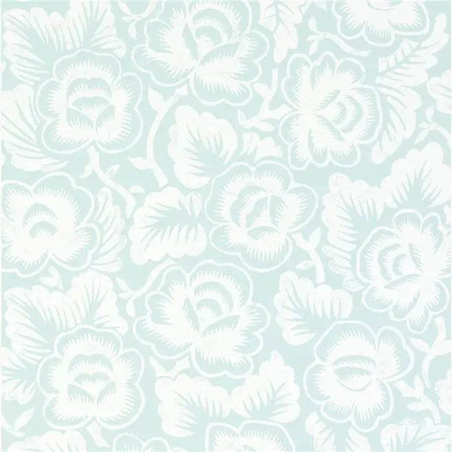 Rosario Floral 10 Aqua Wallpaper | Designers Guild Europe