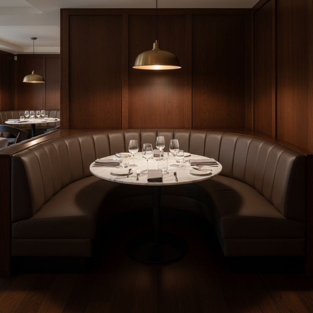 Port Royal - Truffle Upholstered Banquette | Architectural Fabrics