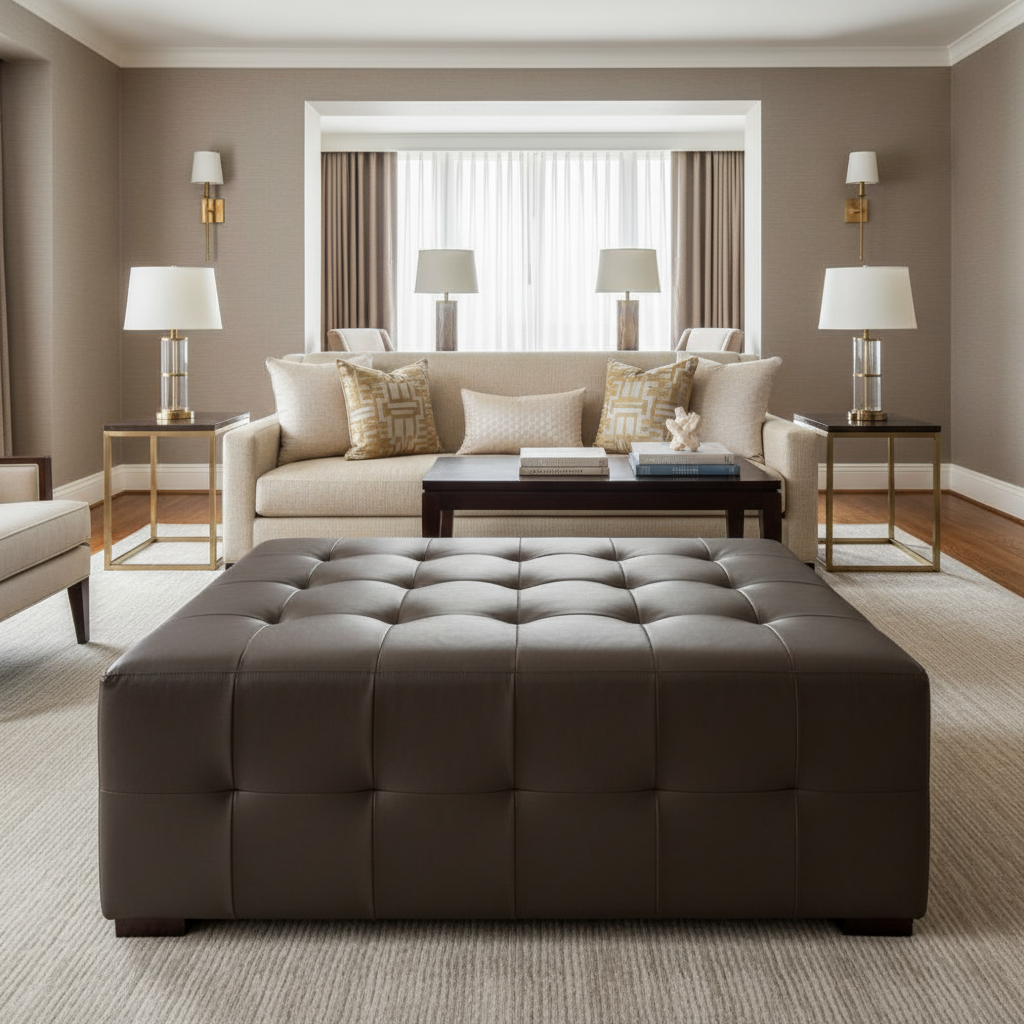 Kick Em Jenny - Truffle Upholstered Ottoman | Architectural Fabrics