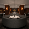 Fine Pebble Texture Dark Granite Upholstered Banquette | Architectural Fabrics