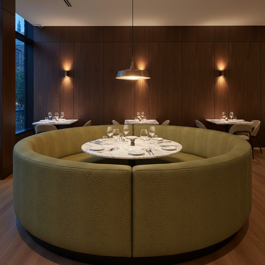Snake Cay - Moss Upholstered Banquette | Architectural Fabrics
