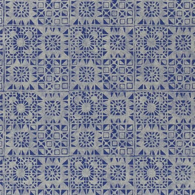 Melusine Block Printed 09 Cobalt Wallpaper | Designers Guild Europe
