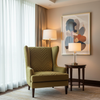 Channel Chevron Stitch Olive Bronze Upholstered Chair | Architectural Fabrics