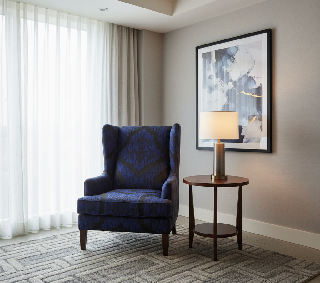 BARRYMORE - Midnight Indigo Decorative Sheer Upholstered Chair | Architectural Fabrics