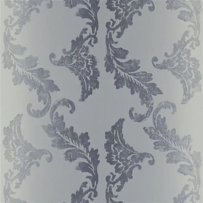 Aksu Damask 02 Graphite Wallpaper | Designers Guild Europe