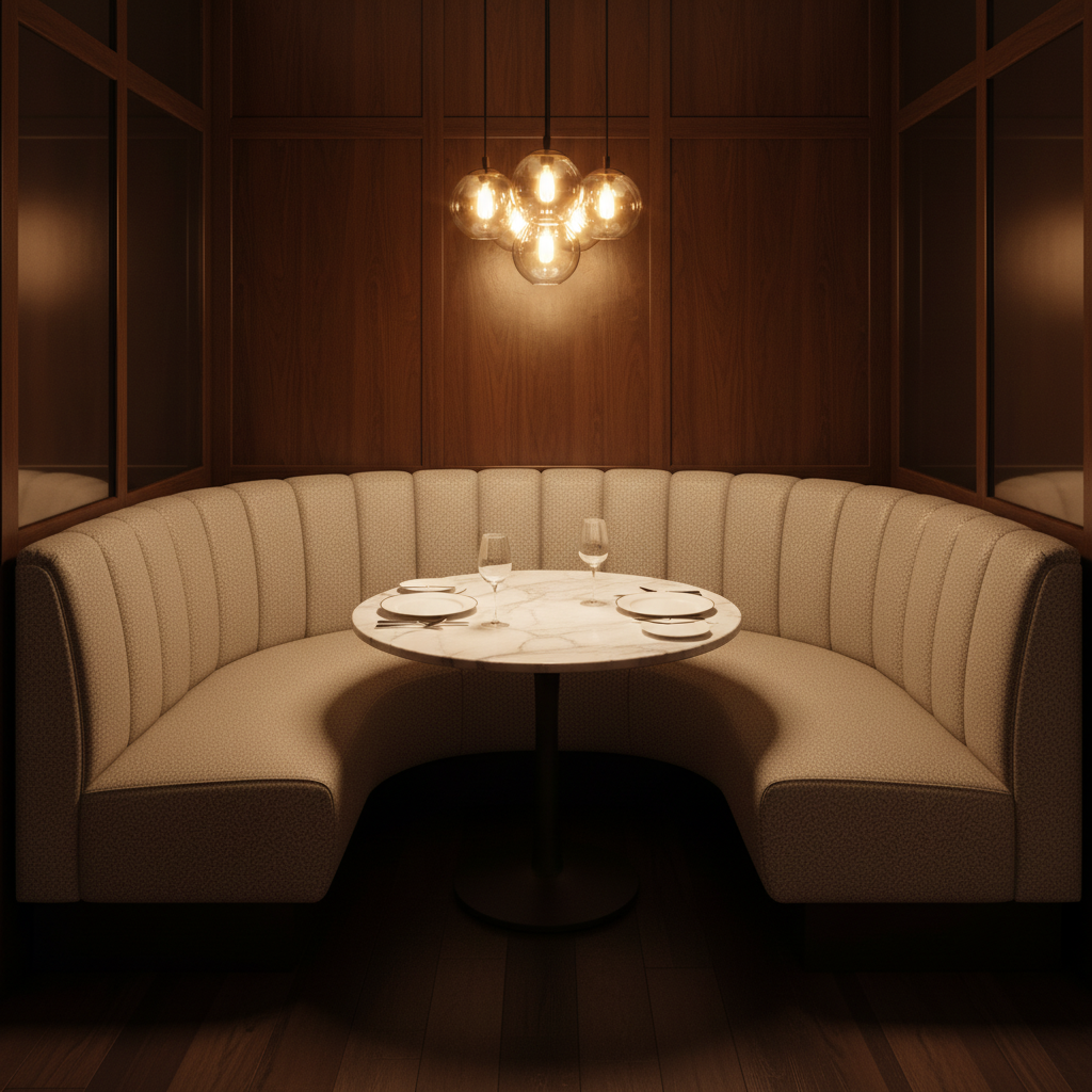 Algiers - Taupe Performance Vinyl Upholstered Banquette | Architectural Fabrics