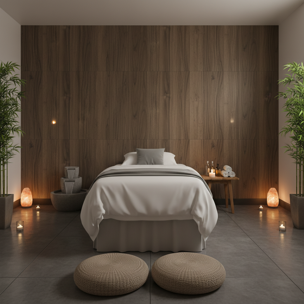 Biscay Bay Black Wood Grain | Hollywood Wallcoverings - Healthcare Waiting Room commercial room setting