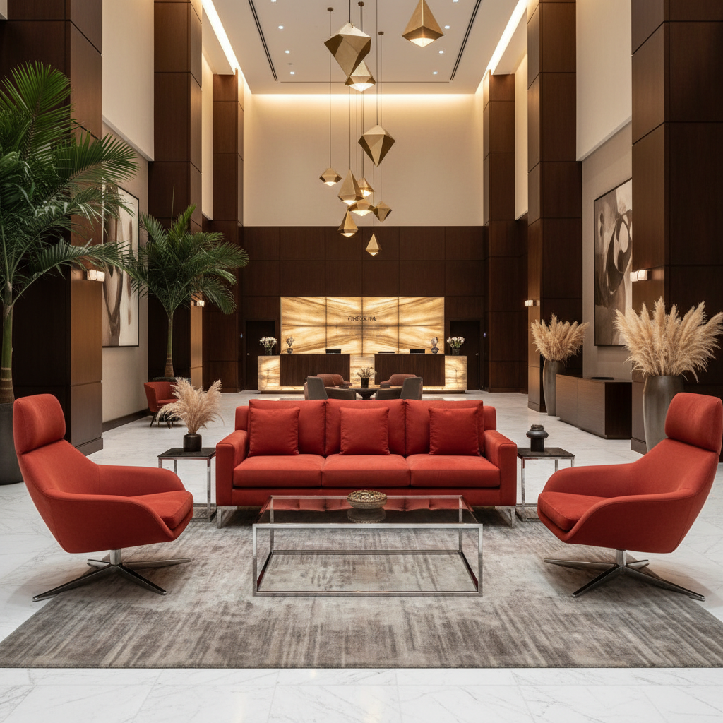 Ultrasuede Tomato Red Upholstered Sofa | Ultrasuede Upholstery